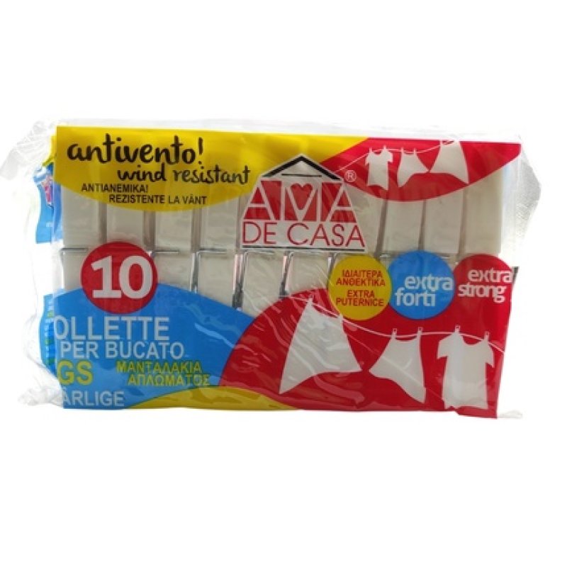 Ama De Casa Extra Strong Clothespins Pack Of 10 White