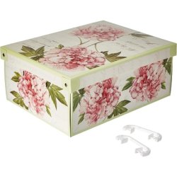 Lavatelli Collection Midi Peony Decorative Cardboard Lids And Handles Clothes Toy Box Baskets Teddy Storage Medium