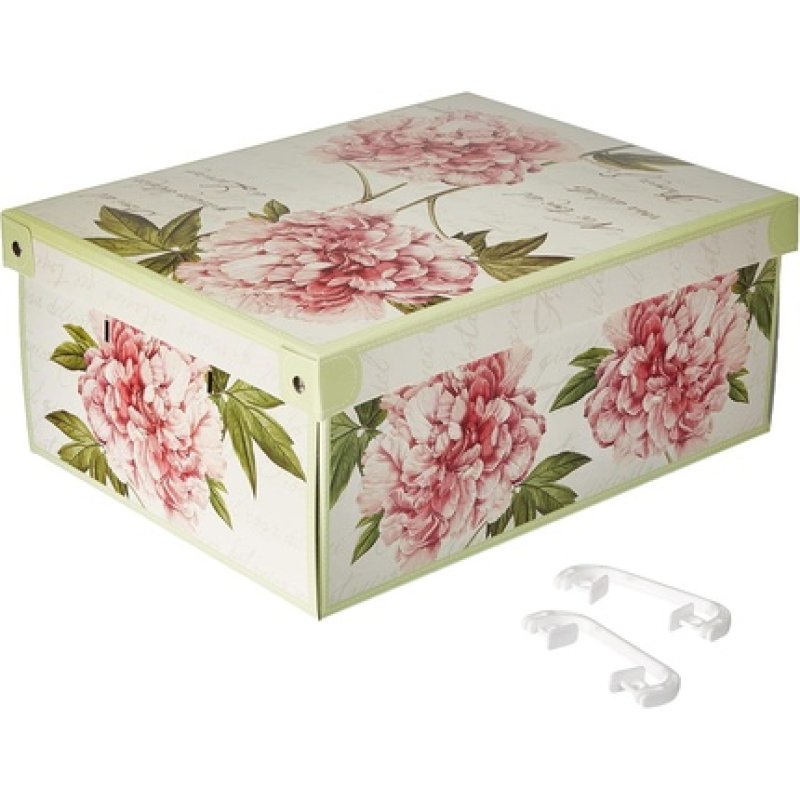 Lavatelli Collection Midi Peony Decorative Cardboard Lids And Handles Clothes Toy Box Baskets Teddy Storage Medium