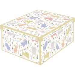 KANGURU Cardboard Box for Storage of Garments, Clothes, Wardrobes, Toys, Home - Multi-Colour, 39 x 50 x 24 cm - Large