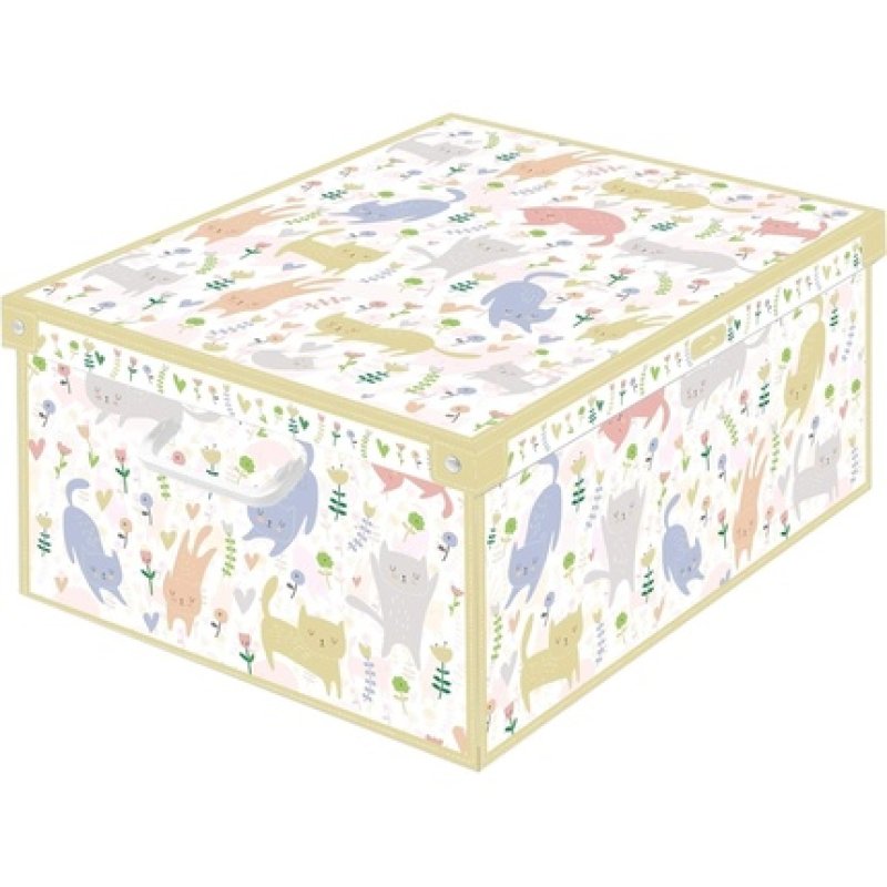 KANGURU Cardboard Box for Storage of Garments, Clothes, Wardrobes, Toys, Home - Multi-Colour, 39 x 50 x 24 cm - Large