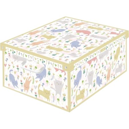 KANGURU Cardboard Box for Storage of Garments, Clothes, Wardrobes, Toys, Home - Multi-Colour, 39 x 50 x 24 cm - Large