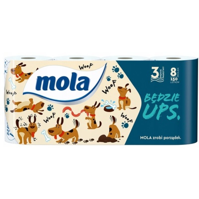 Mola Toilet Paper 3ply Ups 8 Rolls