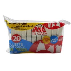 Ama De Casa Extra Strong White Clothespins Pack Of 20