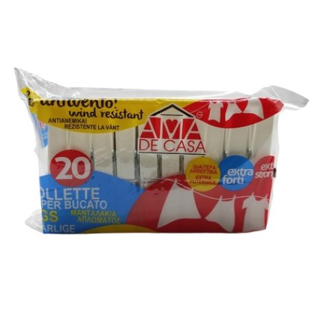 Ama De Casa Extra Strong White Clothespins Pack Of 20