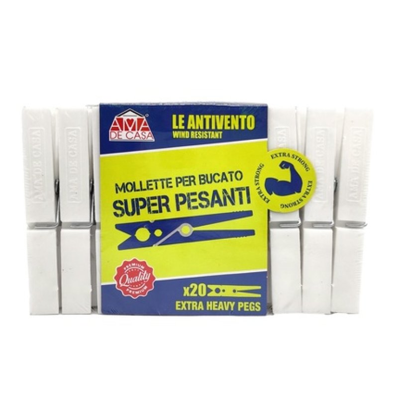 Ama De Casa Heavy Duty White Clothespins Pack Of 20