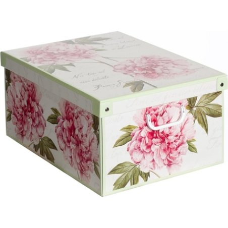 Lavatelli Cardboard Storage Box With Lid L 39x50x24 Cm Peonies