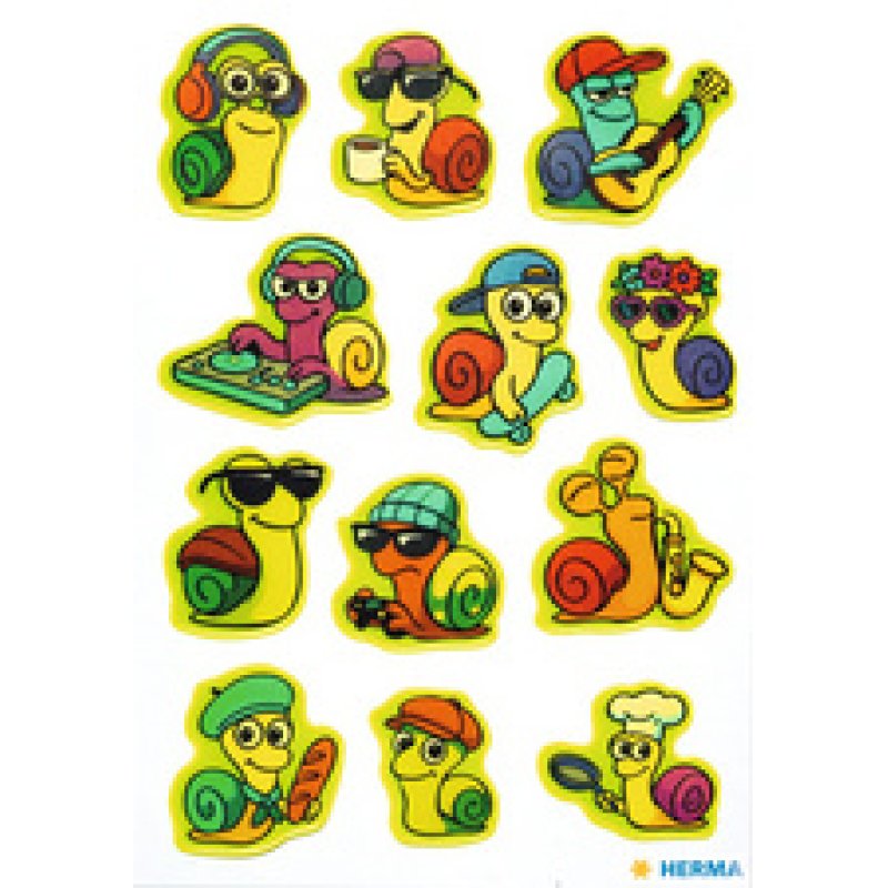 HERMA Stickers MAGIC Escargots rigolos, couleurs fluo