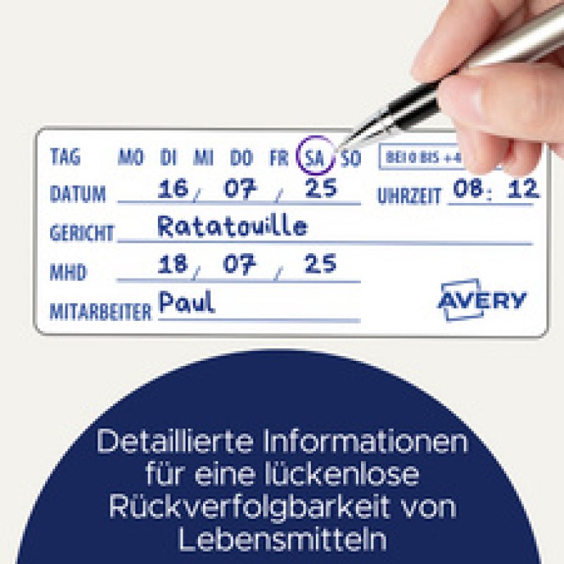 AVERY Proben-Etiketten, mit Tagesfeldern, 98 x 40 mm, weiß