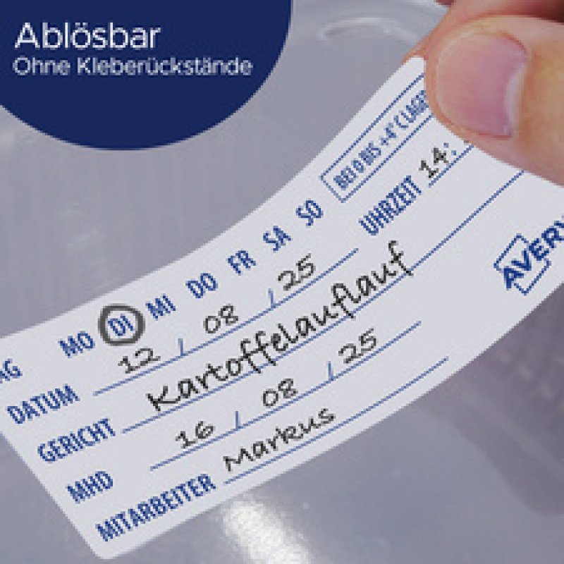 AVERY Proben-Etiketten, mit Tagesfeldern, 98 x 40 mm, weiß