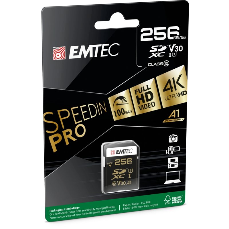 Emtec SD 256GB UHS-I U3 SpeedIN Pro