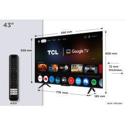 TCL P7K 43P7K TV 109.2 cm (43 ) 4K Ultra HD Smart TV Wi-Fi Metallic 430 cd/m2