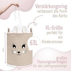 Sipo XL Storage Basket for Kids Foldable Canvas Cotton Organizer Bin