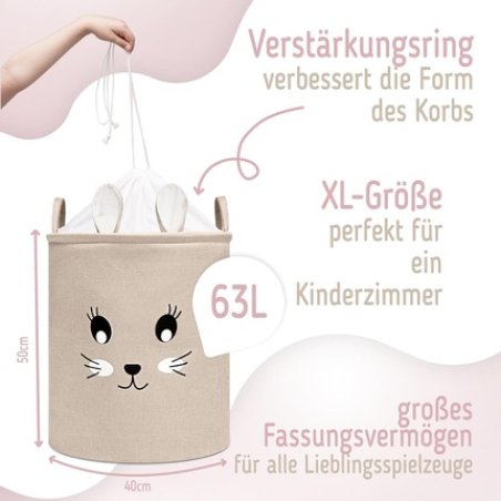 Sipo XL Storage Basket for Kids Foldable Canvas Cotton Organizer Bin