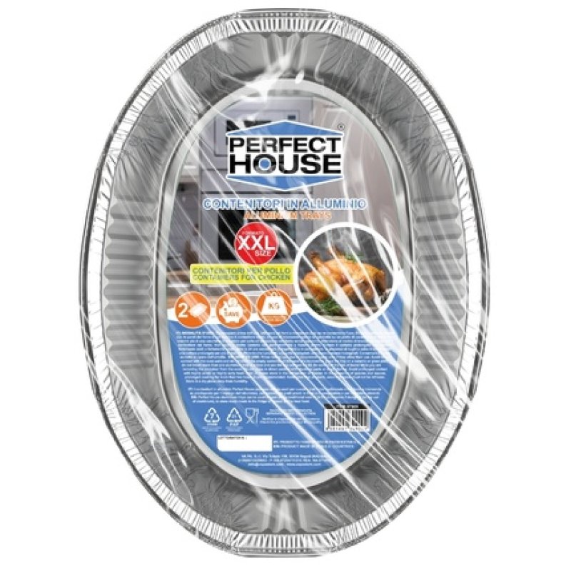 Perfect House Oval Aluminum Container 37x27x75 Cm 2 Pieces Chicken