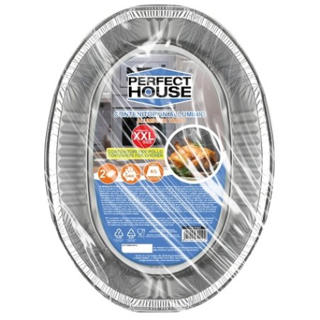 Perfect House Oval Aluminum Container 37x27x75 Cm 2 Pieces Chicken