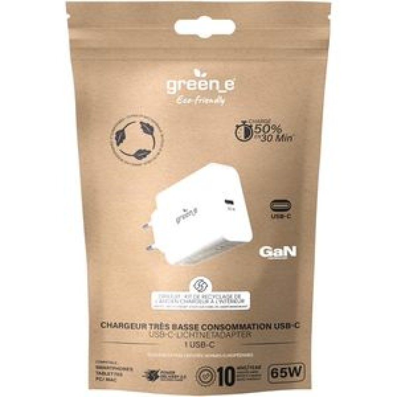 Chargeur secteur Universel Green-e USB-C - 65W (Blanc)