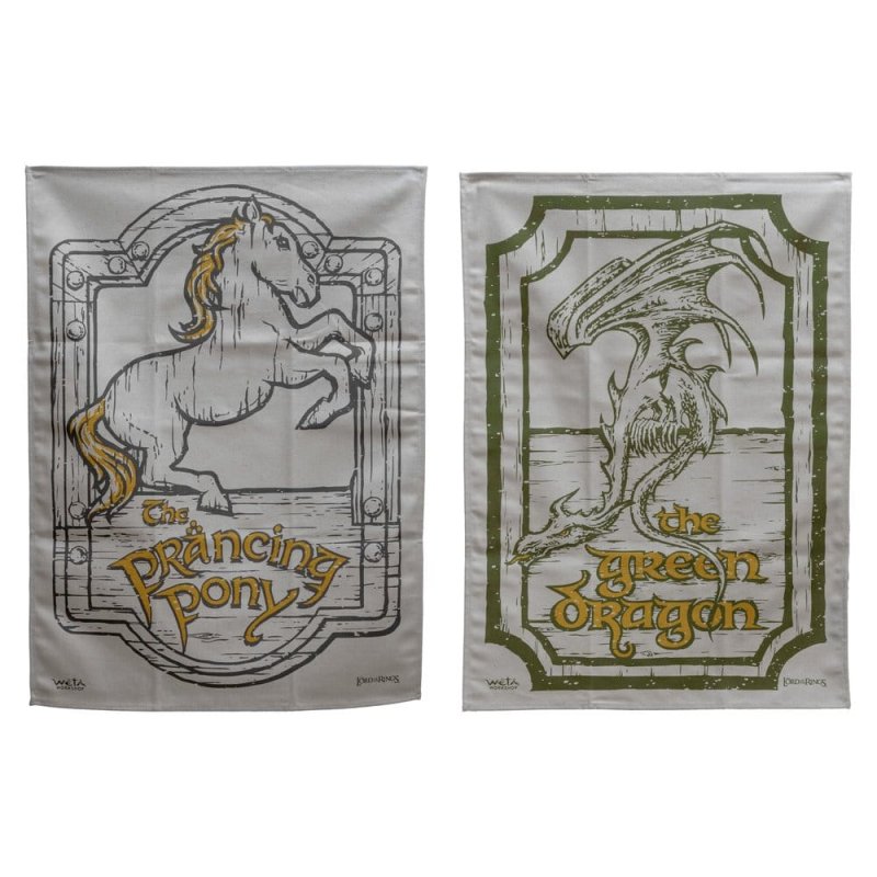 Lord of the Rings Tea Towel 2-Pack Green Dragon & Prancing Pony 69 cm