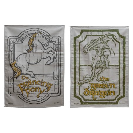 Lord of the Rings Tea Towel 2-Pack Green Dragon & Prancing Pony 69 cm