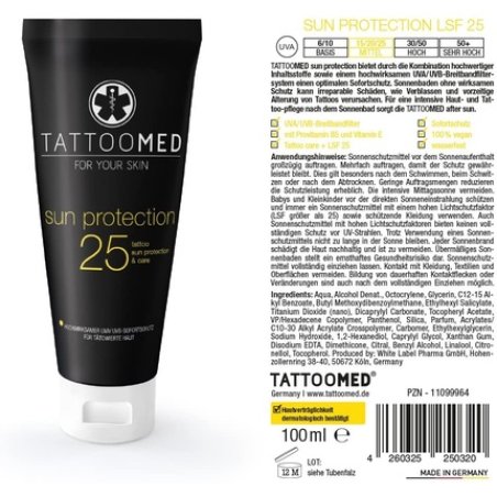 TattooMed Sun Protection FPS25 Sun Cream for Protecting Sensitive Tattoos from Solar Radiation 100ml