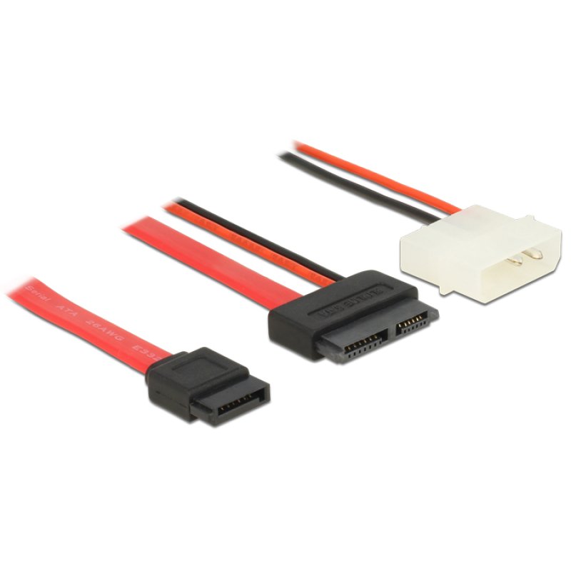 DeLOCK 84790 SATA cable 0.5 m SATA 13-pin SATA 7-pin Molex (4-pin) Black, Red