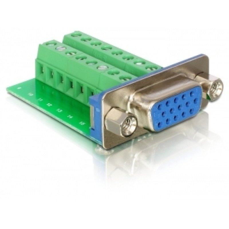 DeLOCK Adapter VGA female Terminal Block 16pin Vert
