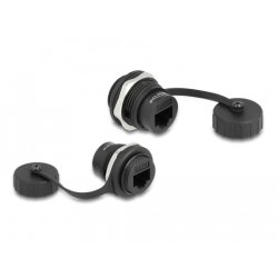 DeLock RJ45 Cat.6 Einbaubuchse mit Verschlusskappe IP67 staub- und wasserdicht