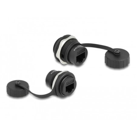 DeLOCK Connecteur intégré RJ45 Cat.6 avec capuchon de protection IP67 contre la poussière et l’eau