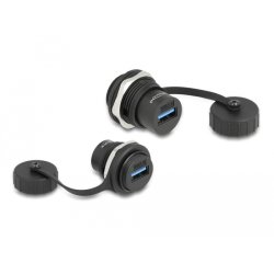 DeLock USB 5 Gbps Typ-A Einbaubuchse mit Verschlusskappe IP67 staub- und wasserdicht