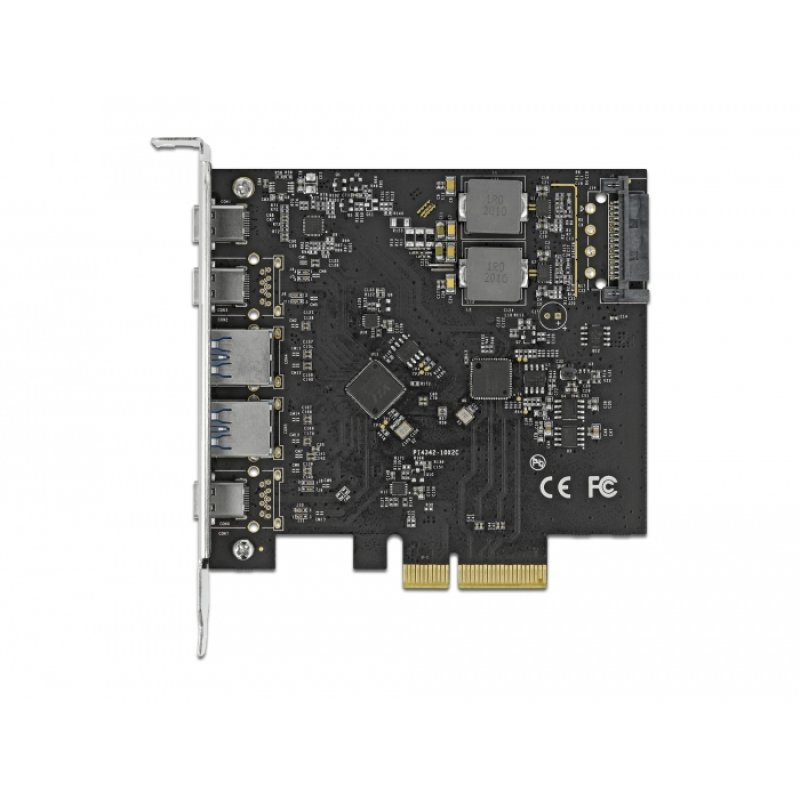 DeLOCK Carte PCI Express x4 vers 3 x USB Type-C 2 x USB Type-A - SuperSpeed USB 10 Gbps