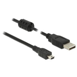DeLOCK 3m, USB 2.0-A/USB 2.0 Mini-B câble USB USB A Mini-USB B Noir