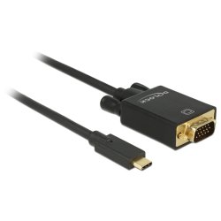USB C VGA Stecker DP-Alt Mode Full HD 1080p 3 m schwarz Delock