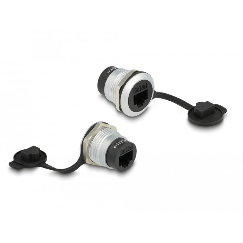 DeLock RJ45 Cat.6A Einbaubuchse mit Staubschutzkappe