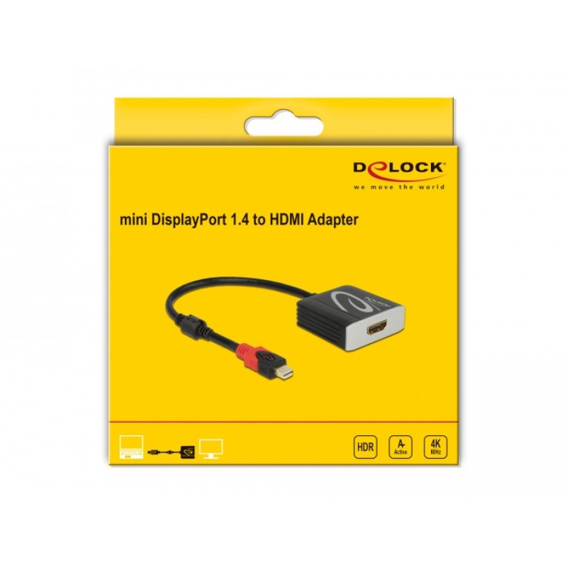 DeLock Mini DisplayPort 1.4 HDMI (ST-BU) Adapter 4K Black
