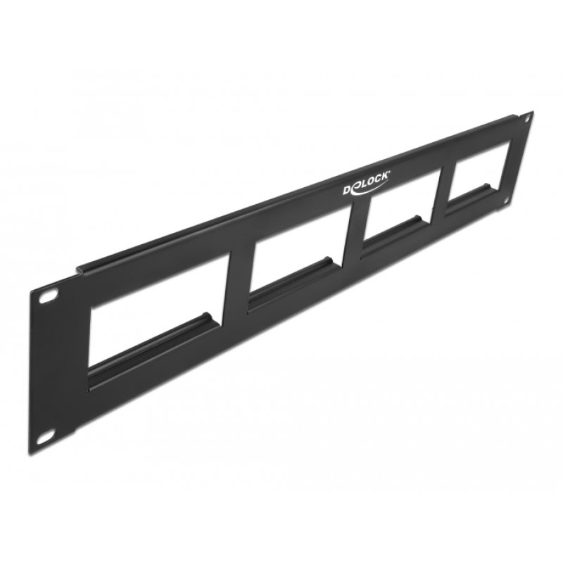 DeLock Patchpanel 19" 2HE mit4x 90,5x45,2mm Ausschnitt Schwarz
