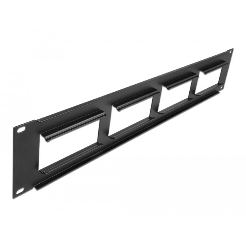 DeLock Patchpanel 19" 2HE mit4x 90,5x45,2mm Ausschnitt Schwarz