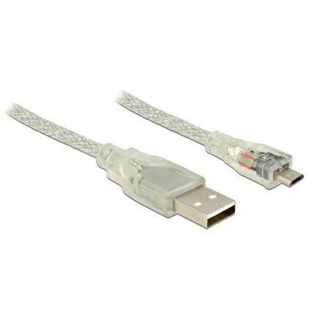 DeLOCK 5m, USB2.0-A/USB2.0 Micro-B câble USB USB A Micro-USB B Transparent