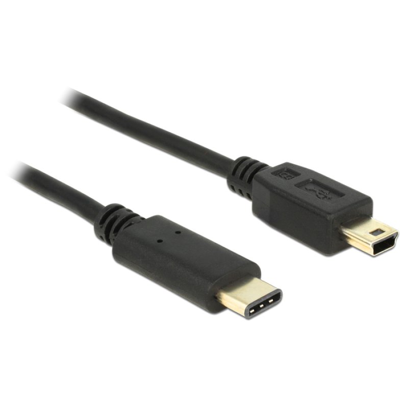 DeLOCK 2m, USB2.0-C/USB2.0 Mini-B USB cable Mini-USB B USB C Black