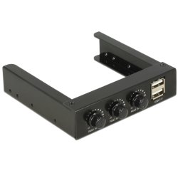 Delock 3.5" Front Panel 2 x USB 2.0 and fan control - Anschlüsse am vorderen Bedienfeld des Speicherschachts - USB