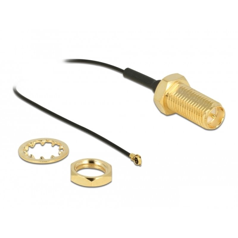 DeLOCK Antenna Cable RP-SMA jack bulkhead to I-PEX Inc., MHF 4 plug 0.81 35 cm thread length 10 mm