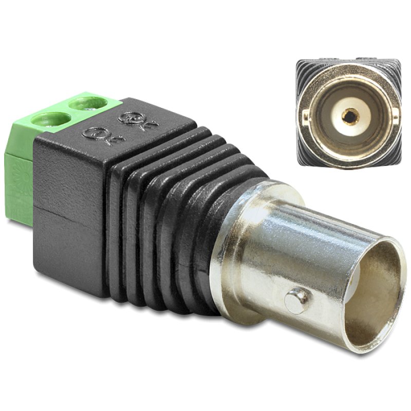 DeLOCK 65416 changeur de genre de câble BNC 2p Noir, Vert, Argent