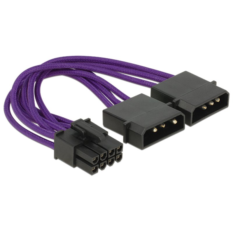 DeLOCK 4-polig 8-polig PCIe (ST-ST) 15cm Purple