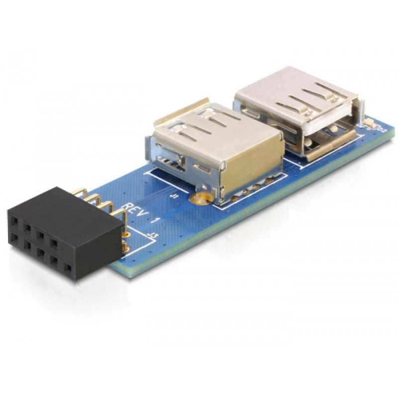 DeLOCK 9-pin 2.54 mm/2 x USB 2.0 1 x 9-pin 2.54 mm 2 x USB 2.0-A Black, Blue, Silver