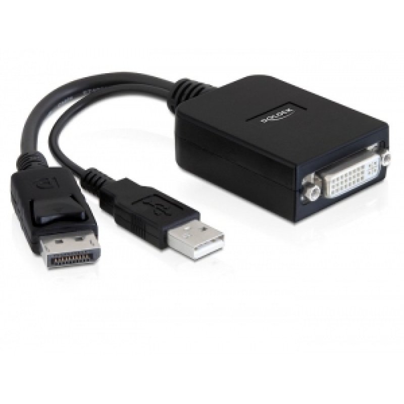 DeLOCK 61855 video cable adapter 0.23 m DisplayPort DVI-I Black