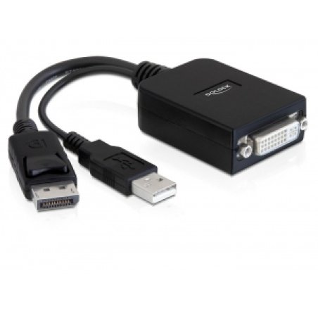 DeLOCK 61855 video cable adapter 0.23 m DisplayPort DVI-I Black