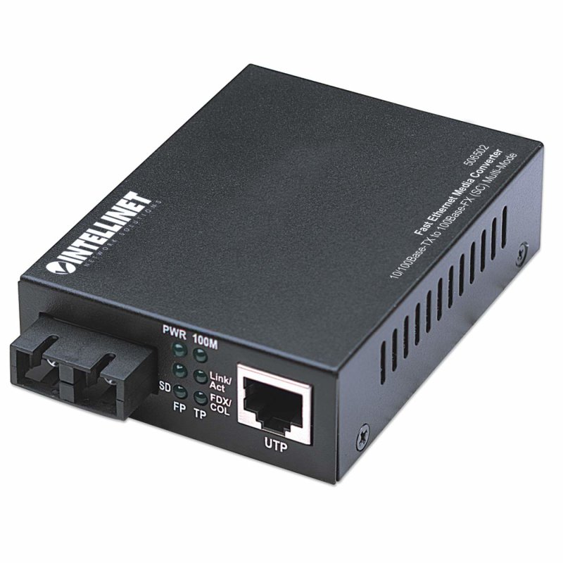 Intellinet Fast Ethernet Media Converter, 10/100Base-Tx to 100Base-Fx (SC) Multi-Mode, 2 km (1.24 mi)
