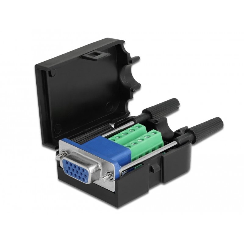 DeLock VGA15 Buchse zu Terminalblock Adapter mit Gehäuse
