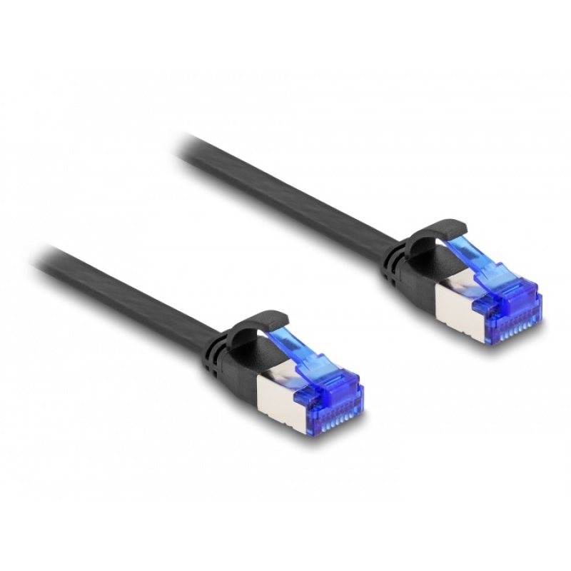 DeLock Patchkabel CAT6a RJ45 U/FTP Flachband 1m Schwarz