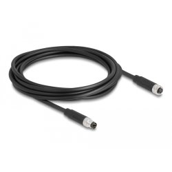 Delock M8 4 Pin Kabel A-kodiert Stecker zu Buchse PUR (TPU) 3 m
