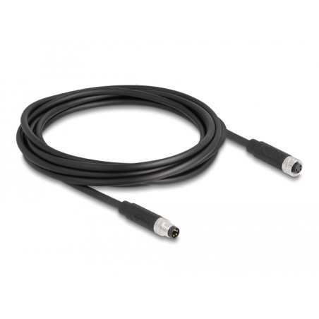 Delock M8 4 Pin Kabel A-kodiert Stecker zu Buchse PUR (TPU) 3 m